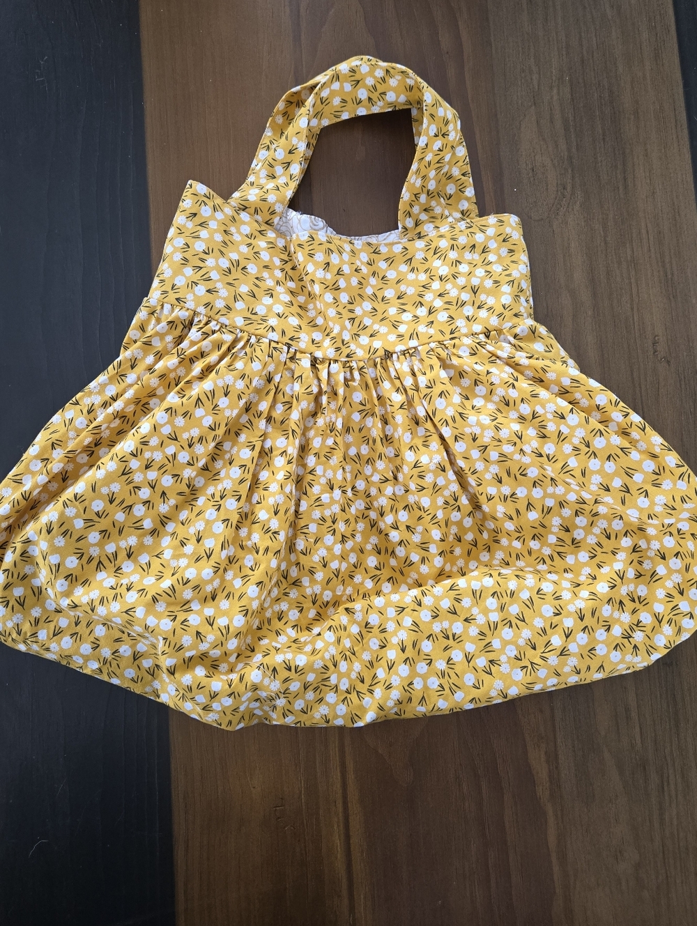 Yellow And White Floral Sun Dress Tote Boho Cottagecore Reversible